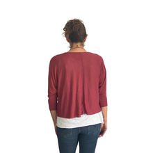 Load image into Gallery viewer, Ladies 2 Piece Layer Plain Top with Necklace with 3/4 Sleeves (A91) - Made in Italy (Raspberry)