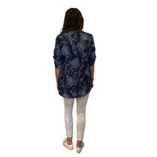 Load image into Gallery viewer, Ladies Navy Blue dandelion print shirt (A127)