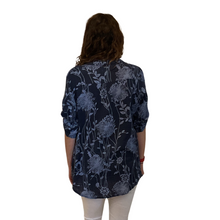 Load image into Gallery viewer, Ladies Navy Blue dandelion print shirt (A127)