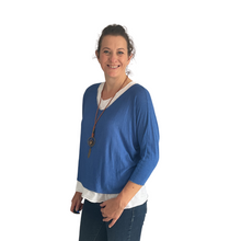 Load image into Gallery viewer, Ladies Royal Blue 2 Piece Layer Plain Top with Necklace with 3/4 Sleeves (A91)