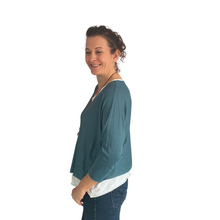 Load image into Gallery viewer, Ladies Teal 2 Piece Layer Plain Top with Necklace with 3/4 Sleeves (A91)