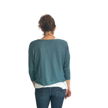 Load image into Gallery viewer, Ladies Teal 2 Piece Layer Plain Top with Necklace with 3/4 Sleeves (A91)