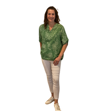 Load image into Gallery viewer, Ladies green dandelion print shirt (A127)