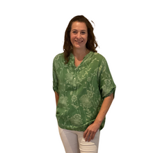 Load image into Gallery viewer, Ladies green dandelion print shirt (A127)