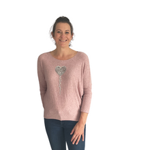 Load image into Gallery viewer, Baby Pink Heart balloon soft knit top for women. (A156)