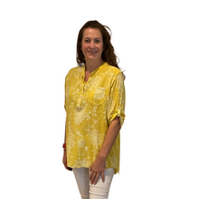 Load image into Gallery viewer, Ladies Yellow dandelion print shirt (A127)
