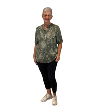 Load image into Gallery viewer, Ladies Khaki dandelion print shirt (A127)