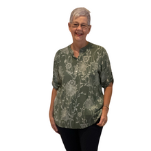 Load image into Gallery viewer, Ladies Khaki dandelion print shirt (A127)