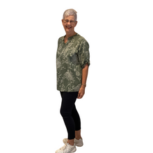 Load image into Gallery viewer, Ladies Khaki dandelion print shirt (A127)