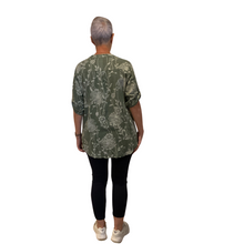 Load image into Gallery viewer, Ladies Khaki dandelion print shirt (A127)