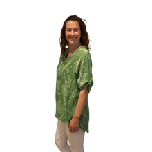 Load image into Gallery viewer, Ladies green dandelion print shirt (A127)