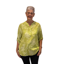 Load image into Gallery viewer, Ladies mustard dandelion print shirt (A127)