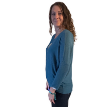 Load image into Gallery viewer, Teal Heart balloon soft knit top for women. (A156)