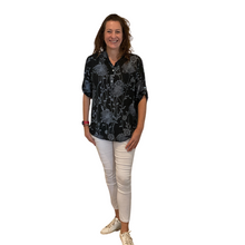 Load image into Gallery viewer, Ladies Black dandelion print shirt (A127)