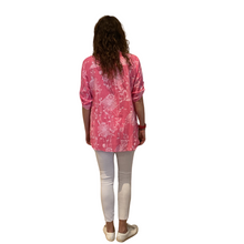 Load image into Gallery viewer, Ladies Fuchsia pink dandelion print shirt (A127)