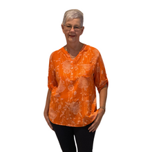 Load image into Gallery viewer, Ladies Orange dandelion print shirt (A127)