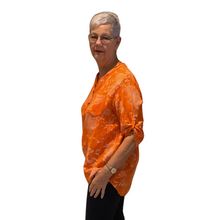 Load image into Gallery viewer, Ladies Orange dandelion print shirt (A127)