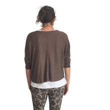 Load image into Gallery viewer, Ladies Dark Brown 2 Piece Layer Plain Top with Necklace with 3/4 Sleeves (A91)