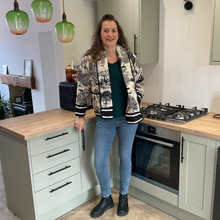 Load image into Gallery viewer, Black Animal print Colour Padded Jacket – Waist Length | One Size (UK 12–16) | Lightweight Warm Outerwear | Pamper Yourself -A178