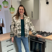 Load image into Gallery viewer, Khaki Green Animal print Colour Padded Jacket – Waist Length | One Size (UK 12–16) | Lightweight Warm Outerwear | Pamper Yourself -A178