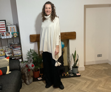 Load image into Gallery viewer, Cream Oversized Cowl Neck Poncho Jumper with Tassels | Flattering One Size UK 12–24