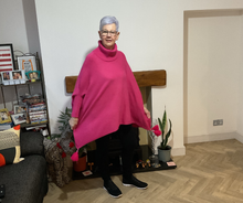Load image into Gallery viewer, Fuchsia pink Oversized Cowl Neck Poncho Jumper with Tassels | Flattering One Size UK 12–24