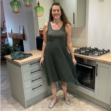 Load image into Gallery viewer, Khaki green Two Piece Dress & Jumper Set – One Size (UK 12–18) | Knit Jumper & Sleeveless Dress | Wear Together or Separately | Pamper Yourself Now A180