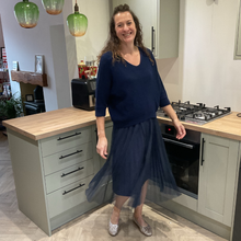 Load image into Gallery viewer, Navy Blue Two Piece Dress & Jumper Set – One Size (UK 12–18) | Knit Jumper & Sleeveless Dress | Wear Together or Separately | Pamper Yourself Now A180