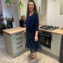 Load image into Gallery viewer, Navy Blue Two Piece Dress & Jumper Set – One Size (UK 12–18) | Knit Jumper & Sleeveless Dress | Wear Together or Separately | Pamper Yourself Now A180