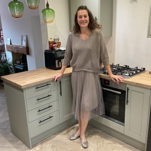 Load image into Gallery viewer, Beige Two Piece Dress & Jumper Set – One Size (UK 12–18) | Knit Jumper & Sleeveless Dress | Wear Together or Separately | Pamper Yourself Now A180