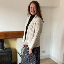 Load image into Gallery viewer, Cream Plain Colour Padded Jacket – Waist Length | One Size (UK 10–14) | Lightweight Warm Outerwear | Pamper Yourself -A179