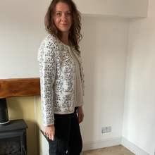 Load image into Gallery viewer, White Tweed Style Pearl Button Jacket | Waist-Length Elegant Jacket | One Size Fits UK 10–14 | Pamper Yourself now A181