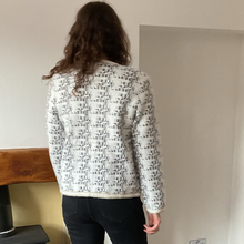 Load image into Gallery viewer, White Tweed Style Pearl Button Jacket | Waist-Length Elegant Jacket | One Size Fits UK 10–14 | Pamper Yourself now A181