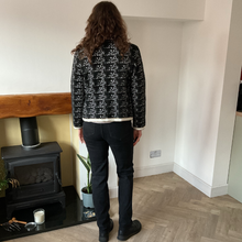 Load image into Gallery viewer, Black Tweed Style Pearl Button Jacket | Waist-Length Elegant Jacket | One Size Fits UK 10–14 | Pamper Yourself now A181