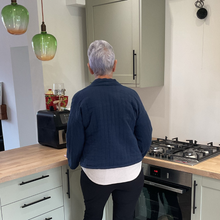 Load image into Gallery viewer, Navy blue Plain Colour Padded Jacket – Waist Length | One Size (UK 10–14) | Lightweight Warm Outerwear | Pamper Yourself -A179