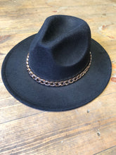 Load image into Gallery viewer, Black Adjustable felt look Fedora hat