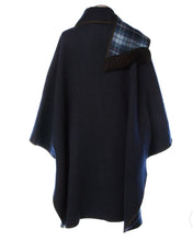 Load image into Gallery viewer, Navy blue tartan Reversible cape for women