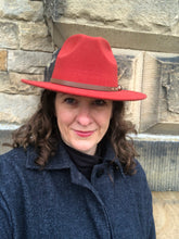 Load image into Gallery viewer, Orange Adjustable felt look Fedora hat
