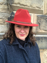 Load image into Gallery viewer, Orange Adjustable felt look Fedora hat