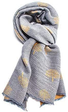 Load image into Gallery viewer, Pamper Yourself Now Women's Reversible Two Tone Blanket Pleated Winter/Autumn Scarf wrap Shawl with Mulberry Trees. Great for Gifts. (Grey/Mustard)