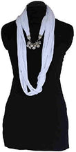 Load image into Gallery viewer, White Jewelled Scarf with Grape Design.