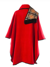 Load image into Gallery viewer, Red tartan reversible cape for women