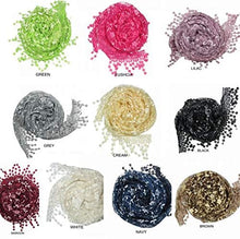 Load image into Gallery viewer, Pamper Yourself Now Brown with White Glittery Flower lace Triangle Scarf with lace Trim