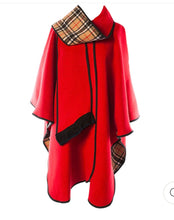 Load image into Gallery viewer, Red tartan reversible wrap for women