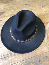 Load image into Gallery viewer, Black Adjustable felt look Fedora hat