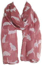 Load image into Gallery viewer, Pink with White Cats Scarf, Beautiful Design, Fantastic for The Animal Lover in us All