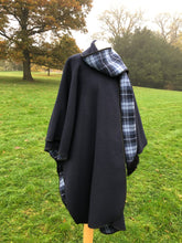 Load image into Gallery viewer, Navy blue tartan cape for women