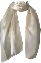 Load image into Gallery viewer, Plain Cream Faux Chiffon and Satin Style Striped Scarf Thin Pretty Scarf Great for Any Outfit Lovely Gift