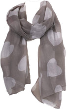 Load image into Gallery viewer, Pamper yourself Heart/Love Scarf- Light Brown with White Hearts