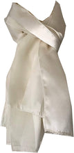 Load image into Gallery viewer, Plain Cream Faux Chiffon and Satin Style Striped Scarf Thin Pretty Scarf Great for Any Outfit Lovely Gift